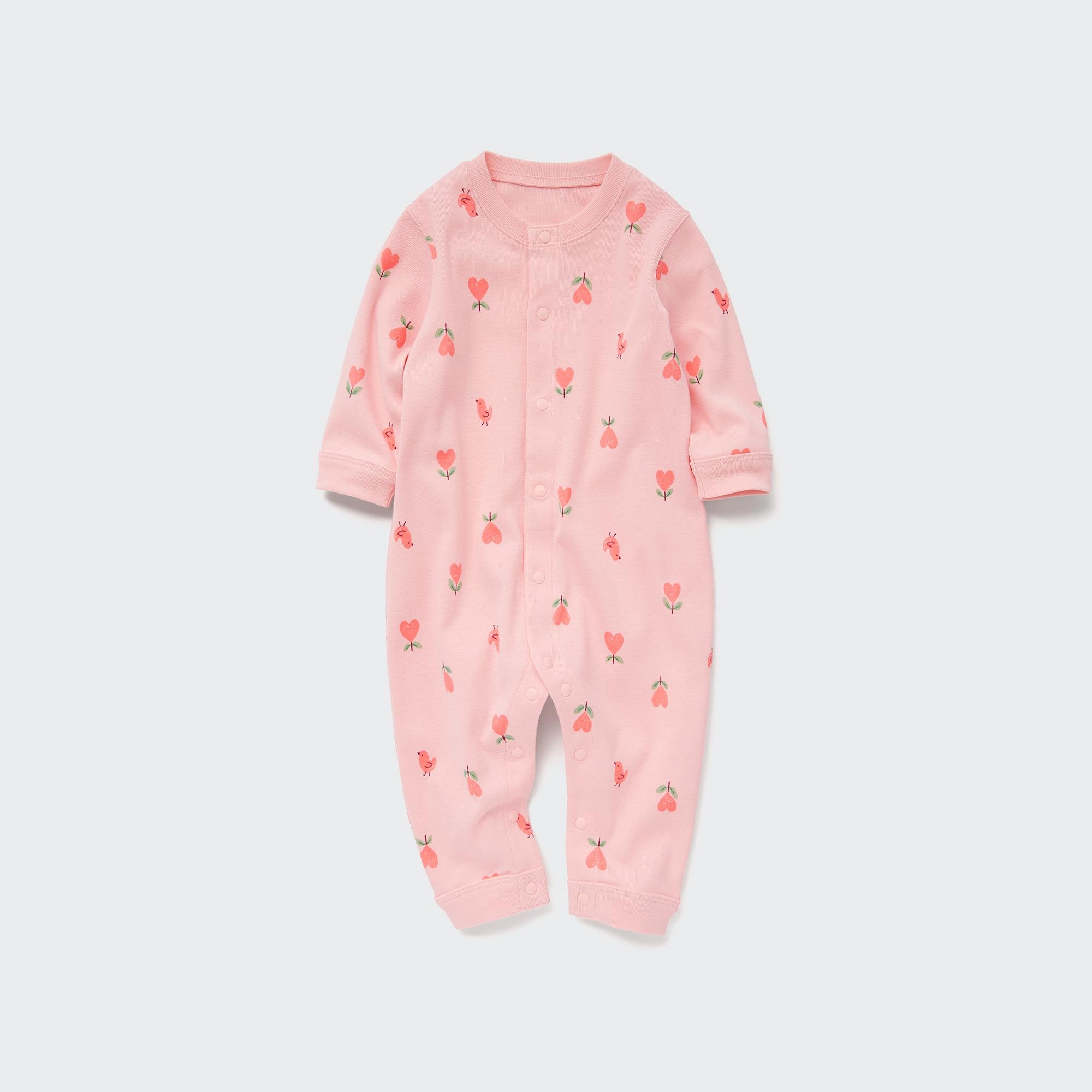 Цельный наряд в рубчик с длинными рукавами для новорожденных Joy of Print Uniqlo, розовый