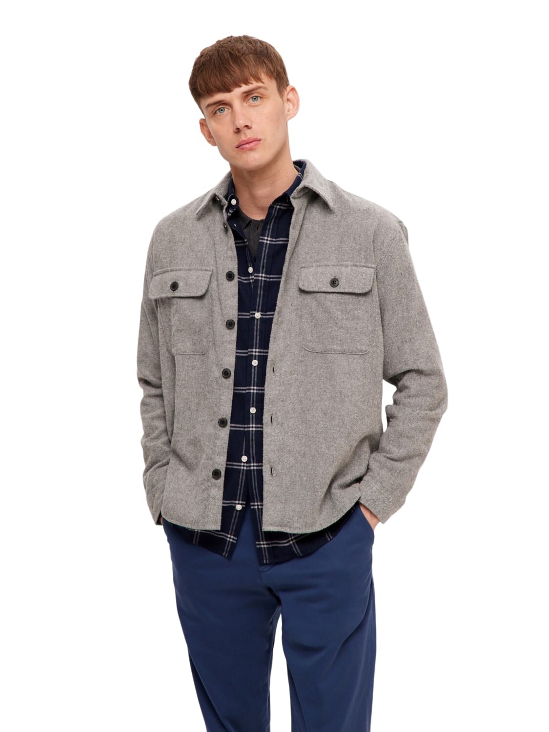 

Рубашка SELECTED HOMME SLHMASON TWILL OVERSHIRT, серый