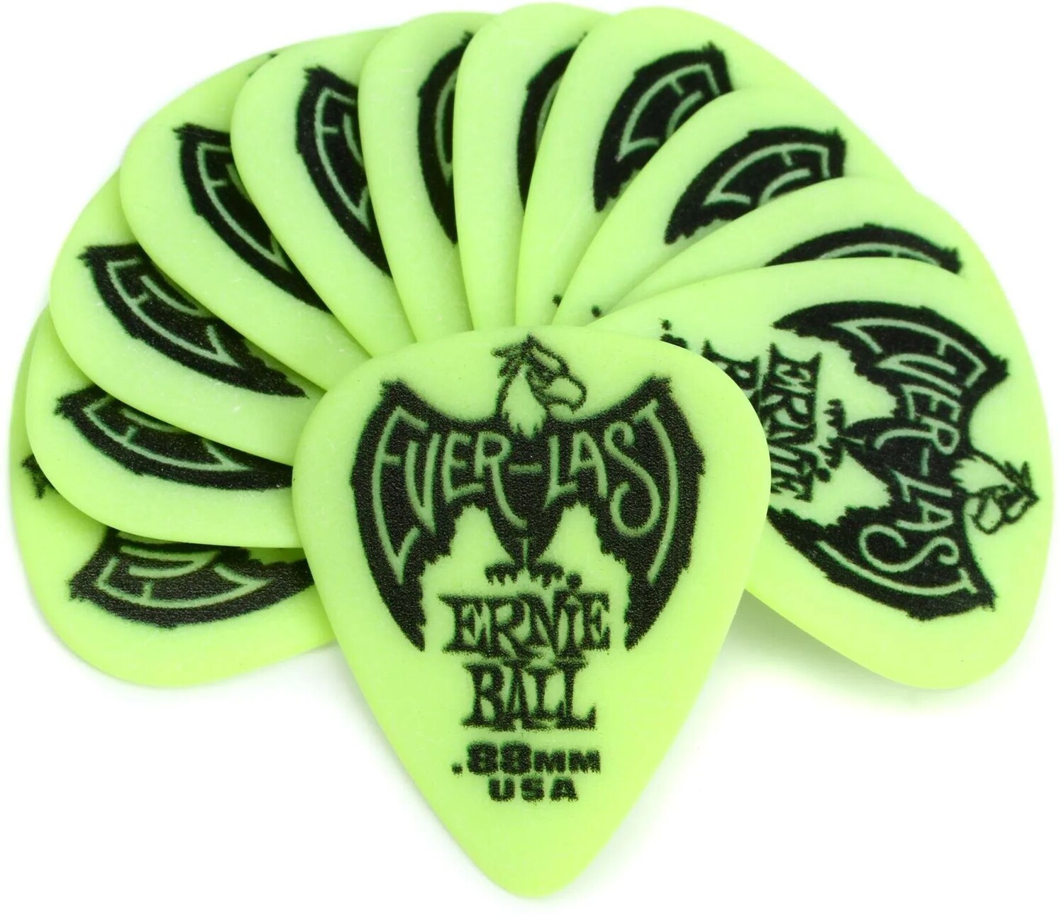 

Медиаторы Ernie Ball Everlast, 0,88 мм, зеленые, 12 шт.