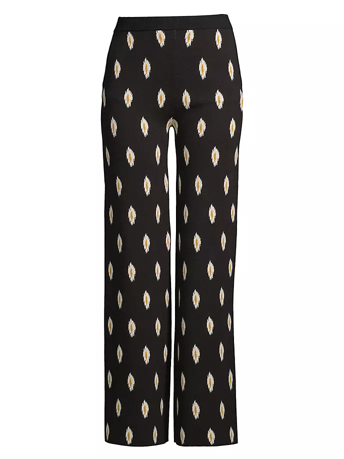 цена Жаккардовые трикотажные брюки без застежки «Икат» Undra Celeste, цвет black tribal dot