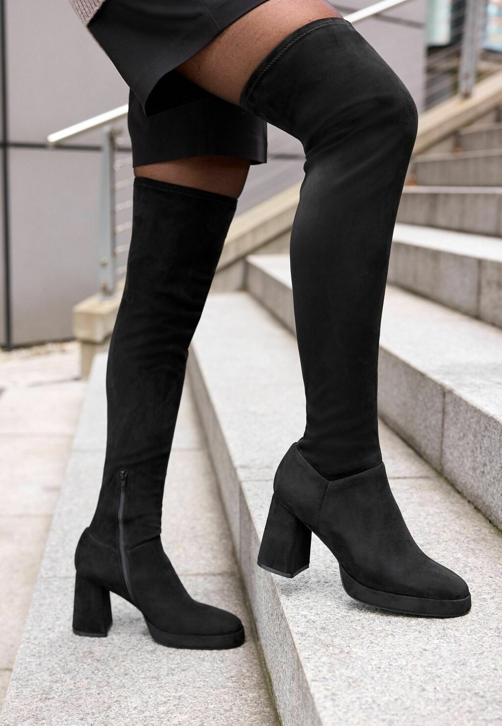 

Сапоги на каблуке Forever Comfort Platform Sock Over The Knee Next, черный