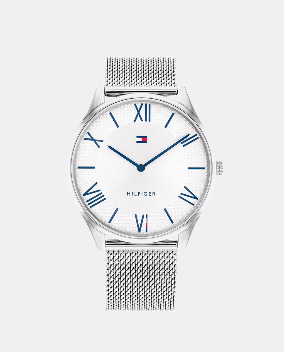 Мужские часы Becker 1710512 со стальной сеткой Tommy Hilfiger, серебро сетчатый браслет для часов миланская петля быстросъемный браслет из нержавеющей стали регулируемый складной ремешок с пряжкой для dw watch