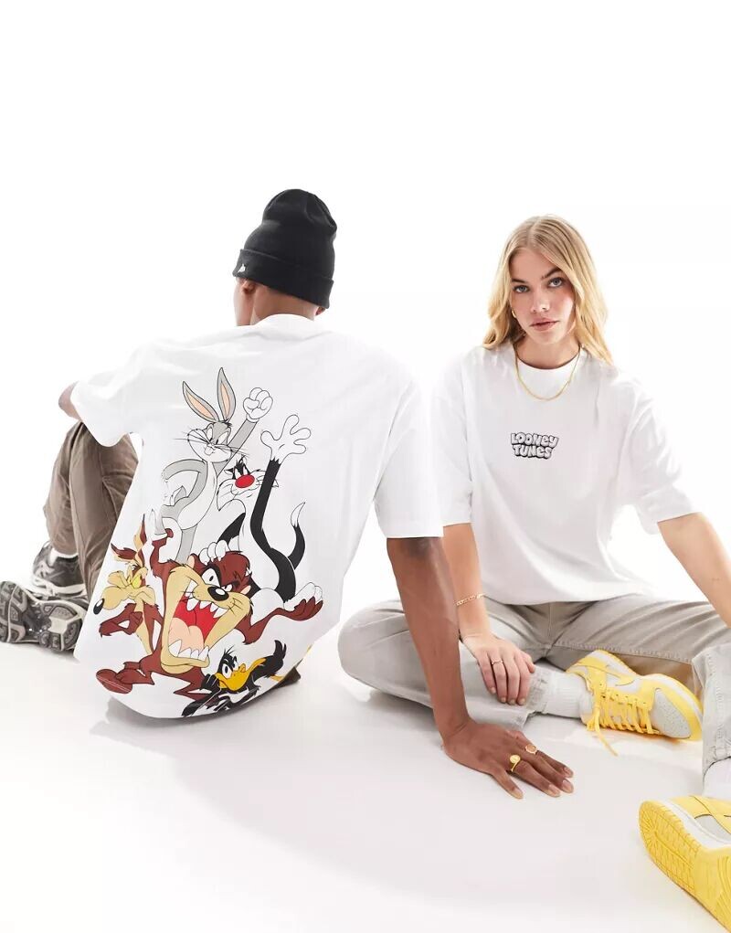 

Белая объемная футболка унисекс с принтом Looney Tunes ASOS