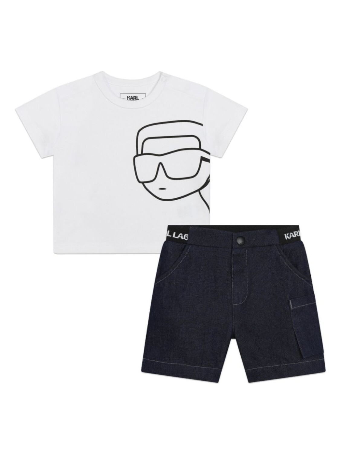 

Karl Lagerfeld Kids шорты из органического хлопка с логотипом на поясе, белый