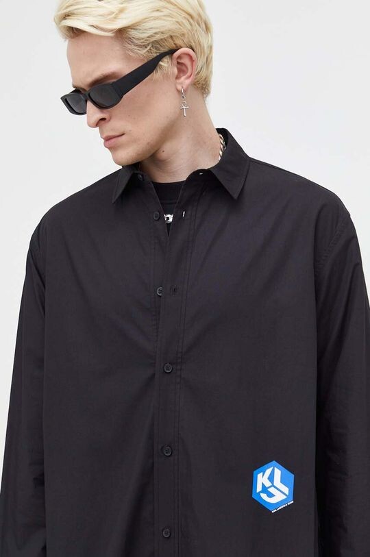 

Хлопчатобумажную рубашку Karl Lagerfeld Jeans, черный