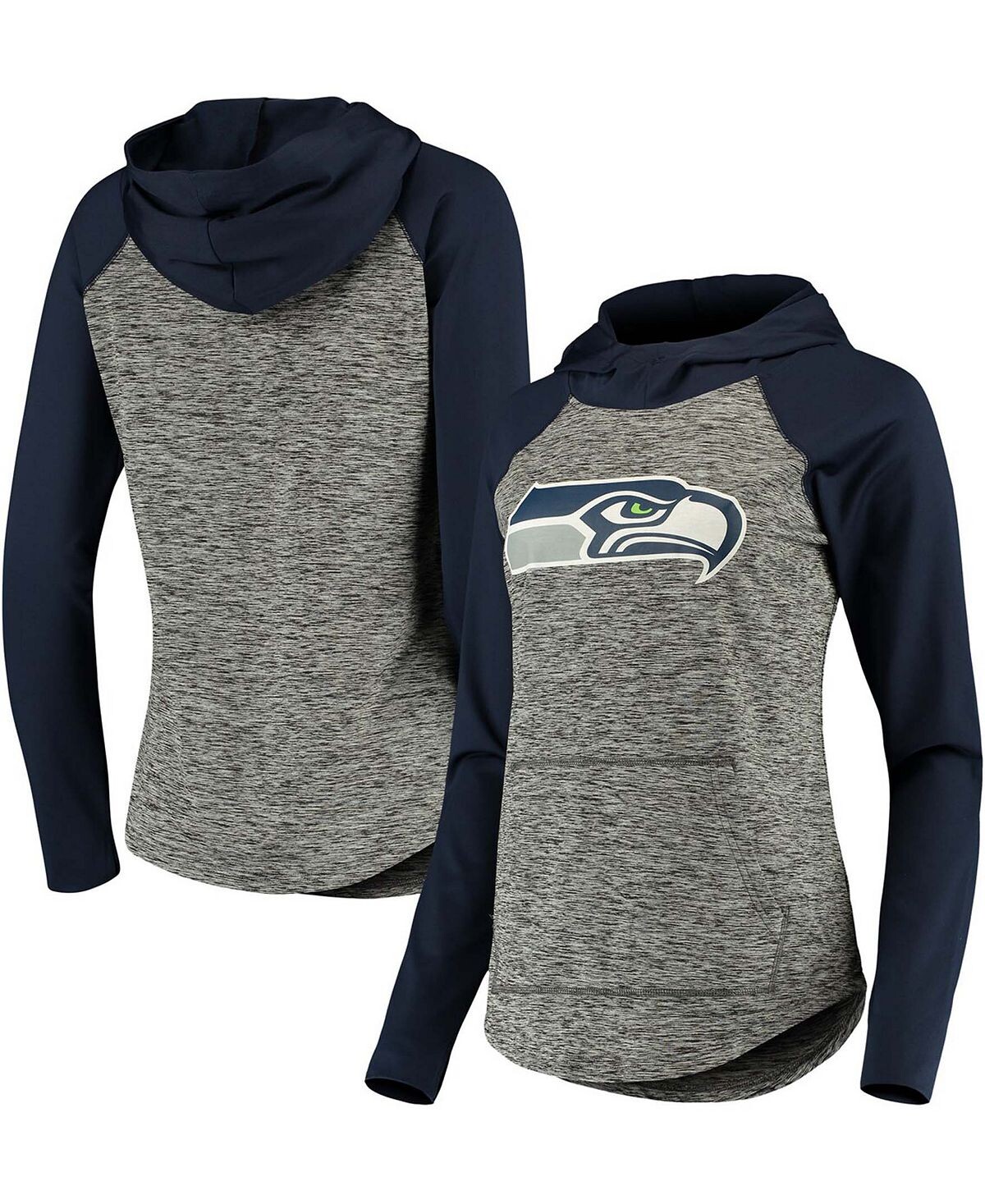 

Женский пуловер с капюшоном и пуловером с кольцом Heather Grey, College Navy Seattle Seahawks Championship G-III 4Her by Carl Banks