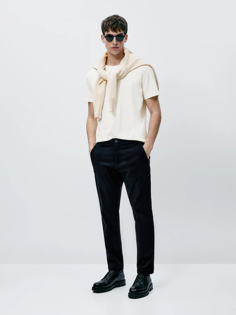 

Футболка из мерсеризового хлопка с коротким рукавом Massimo Dutti, кремовый, Бежевый