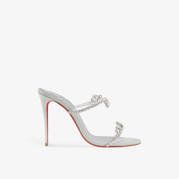 

Кожаные босоножки на каблуке Just Queen 100 с кристаллами Christian Louboutin, серебряный