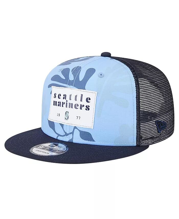 Мужская темно-синяя бейсболка Seattle Mariners Bikini Bottom Trucker 9FIFTY Snapback Hat New Era, синий