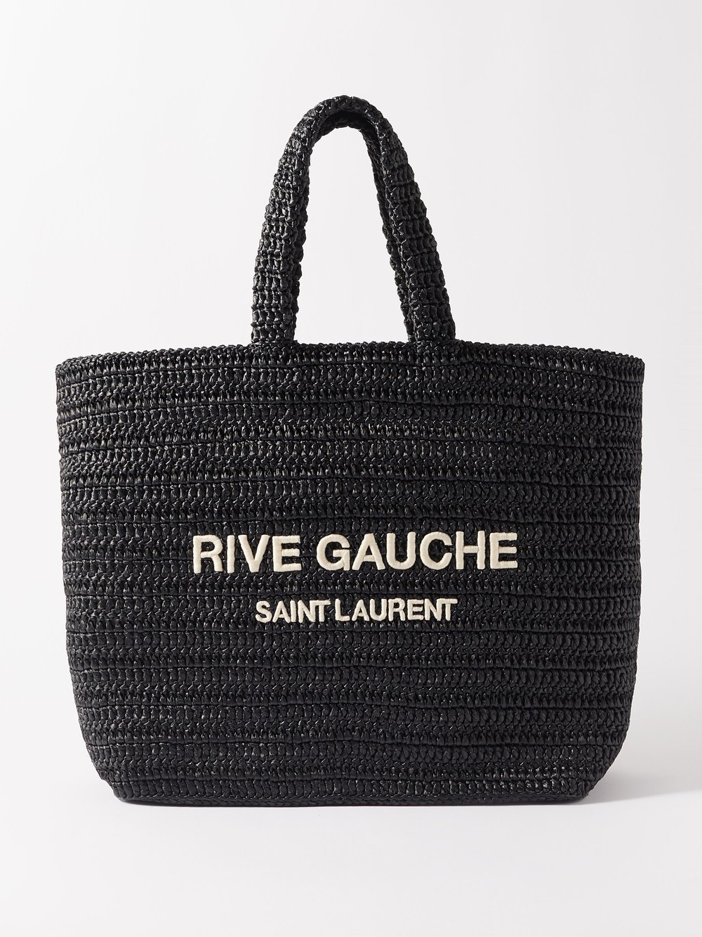 

Сумка-тоут rive gauche из рафии Saint Laurent, черный