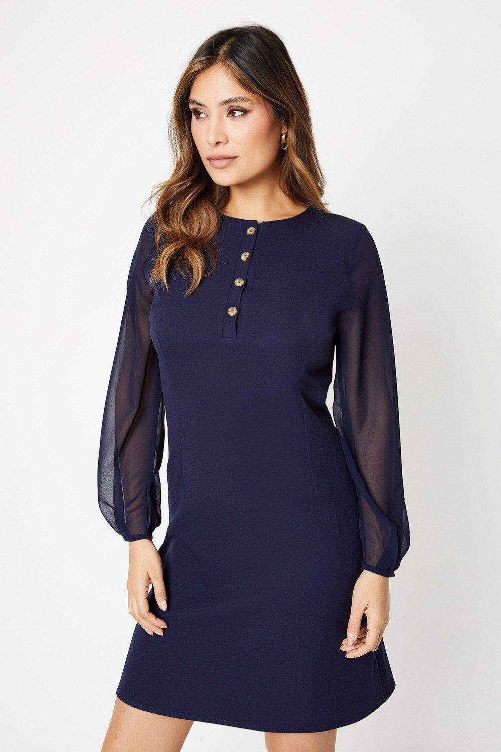 

Мини-платье с шифоновыми рукавами Debenhams, темно-синий