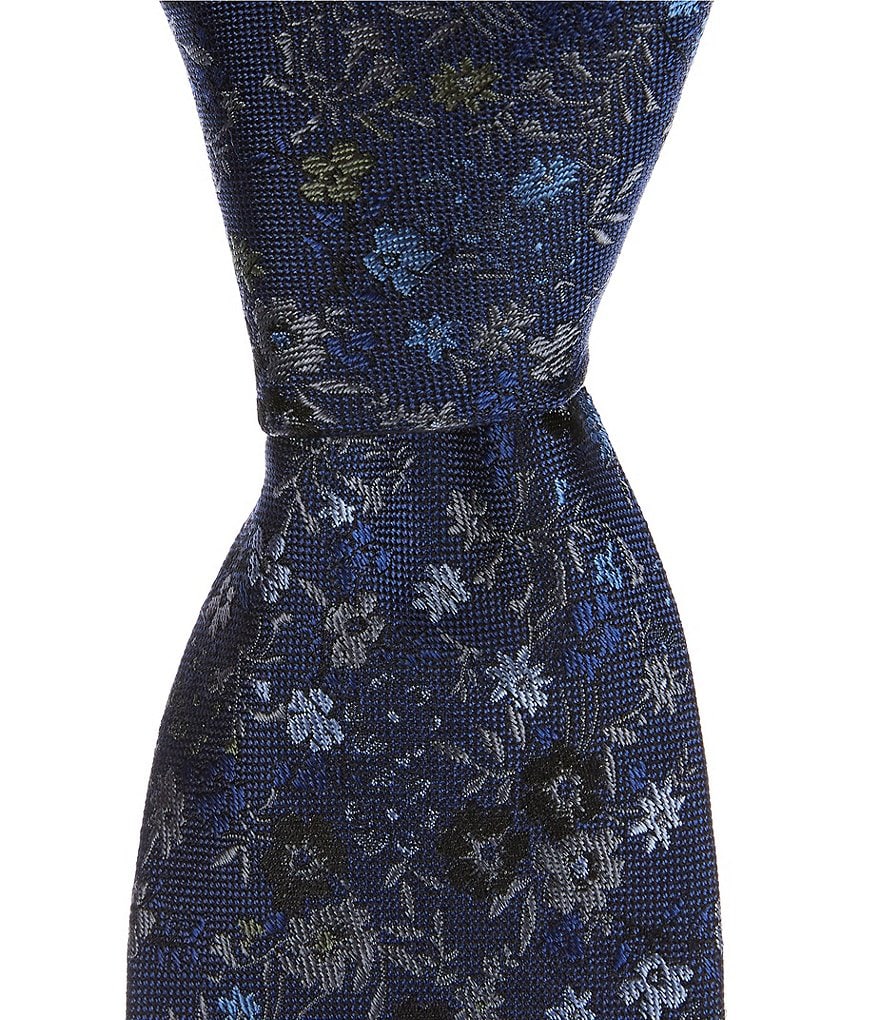 цена Мурано Цветочный Тонкий 2 3/4Тканый шелковый галстук Murano, синий
