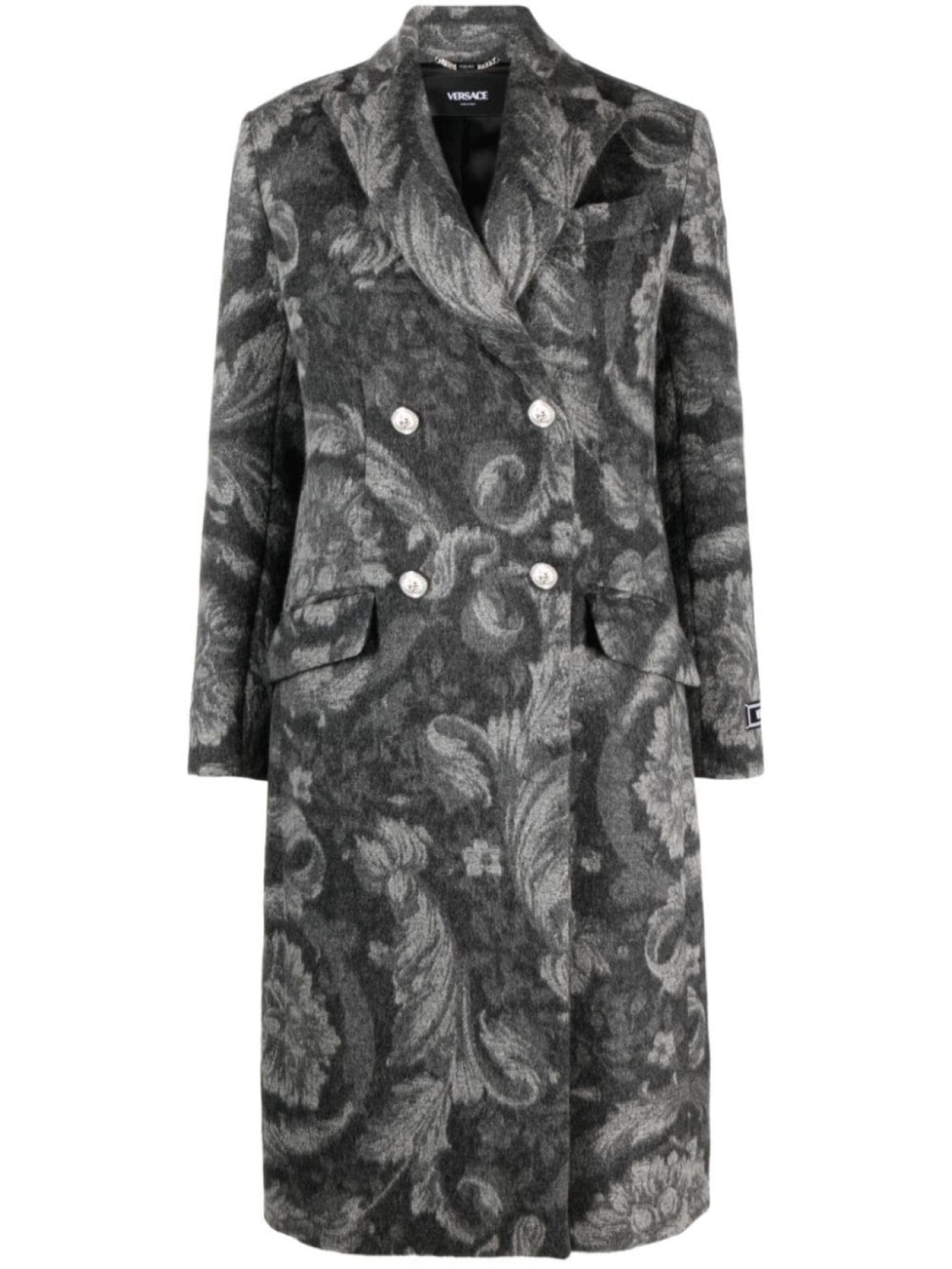 

Versace двубортное пальто Barocco Stencil, серый