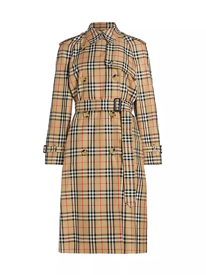 

Хлопковый тренч в клетку «Harehope» Burberry, цвет archive beige check