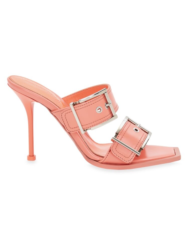 

Кожаные мюли с пряжкой Alexander Mcqueen, абрикос