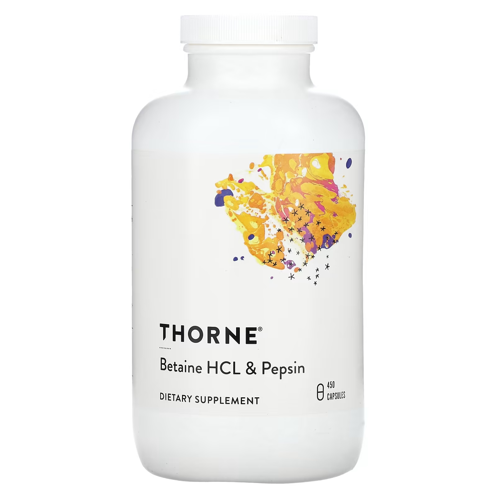 Thorne Бетаин HCL и пепсин 450 капсул nature s life бетаин hcl 648 мг 100 капсул