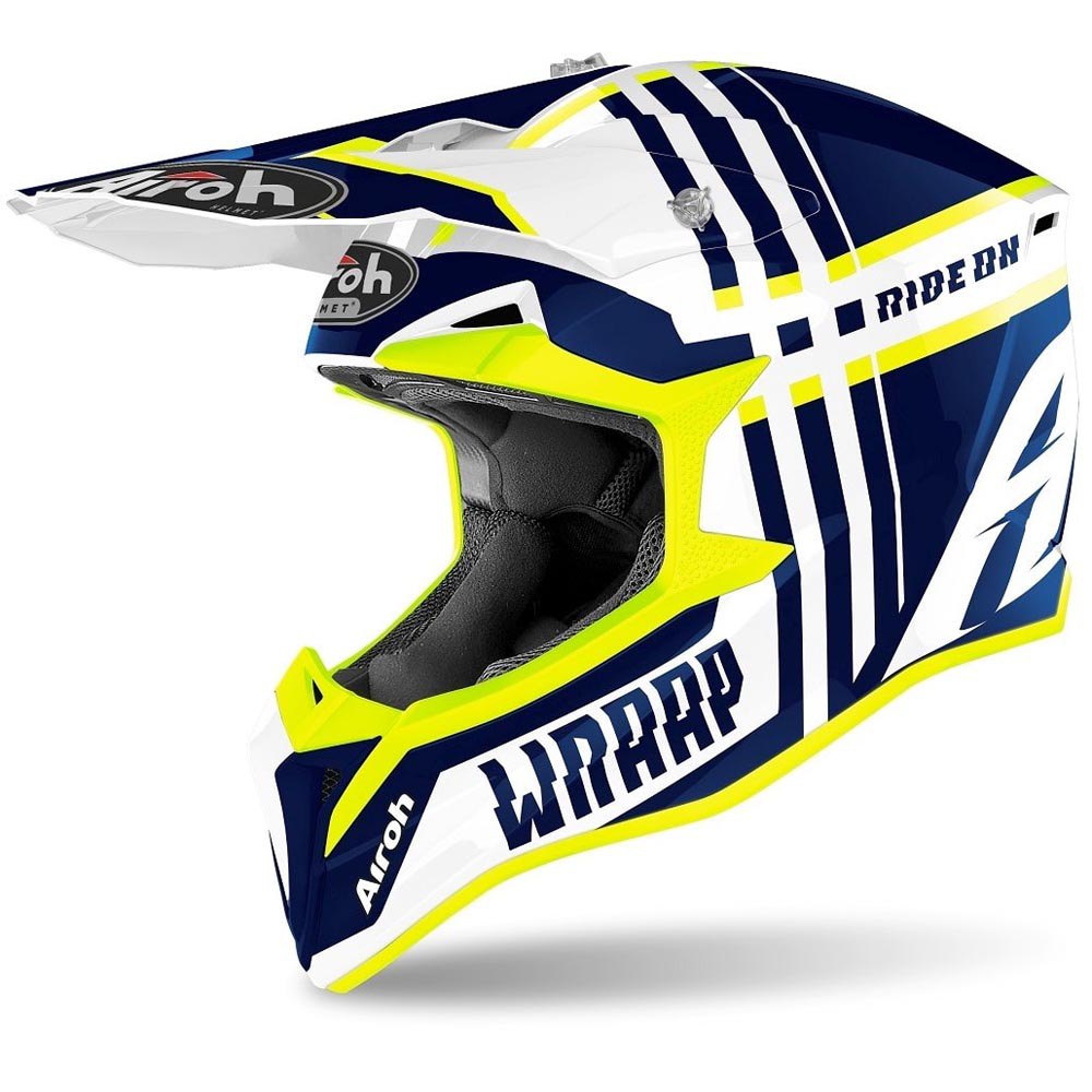 Шлем для мотокросса Airoh Wraap Junior Broken, синий