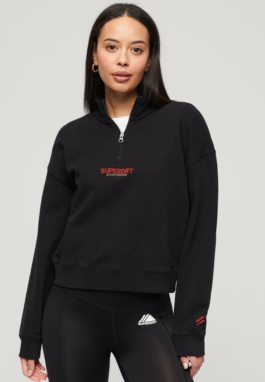 

Толстовка LOGO BOXY HALF ZIP Superdry, черный