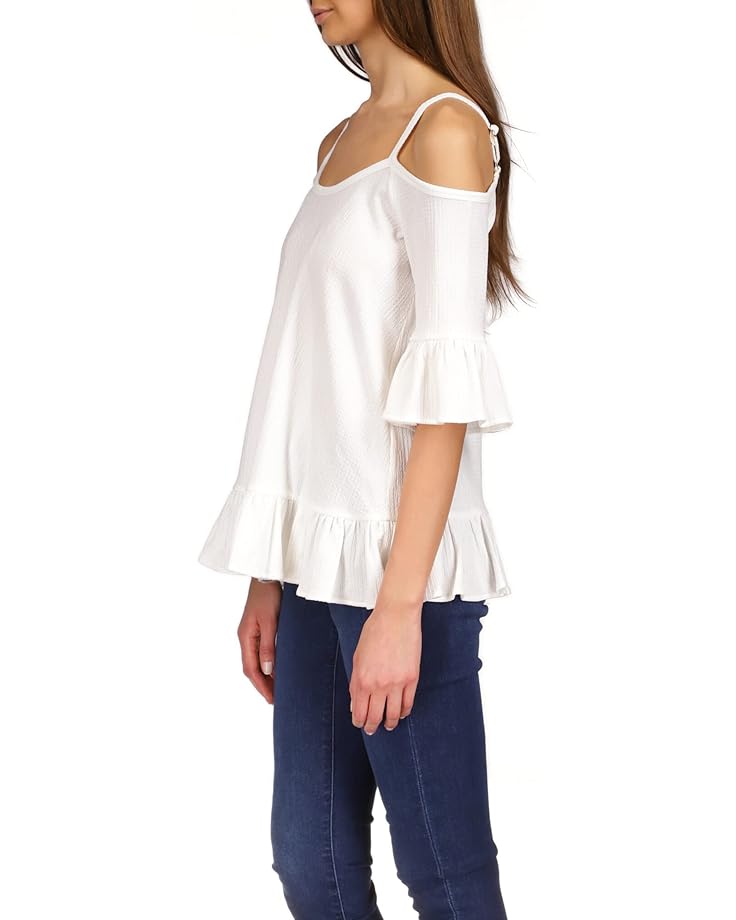 Топ Michael Kors Cold-Shoulder Ruffle Top, белый