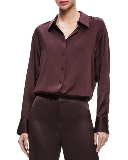 

Тонкая блузка оверсайз Alice and Olivia, цвет Brown