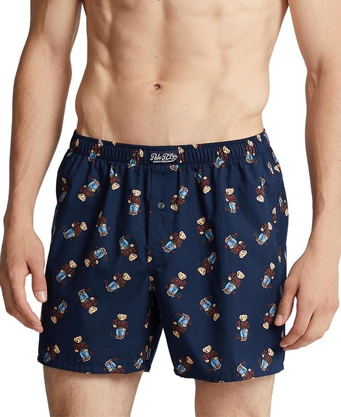 

Мужские тканые боксеры с праздничным принтом медведей Polo Ralph Lauren, цвет Cruise Navy With Holiday Bear Aop