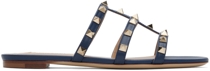 

Темно-синие шлепанцы Rockstud Valentino Garavani