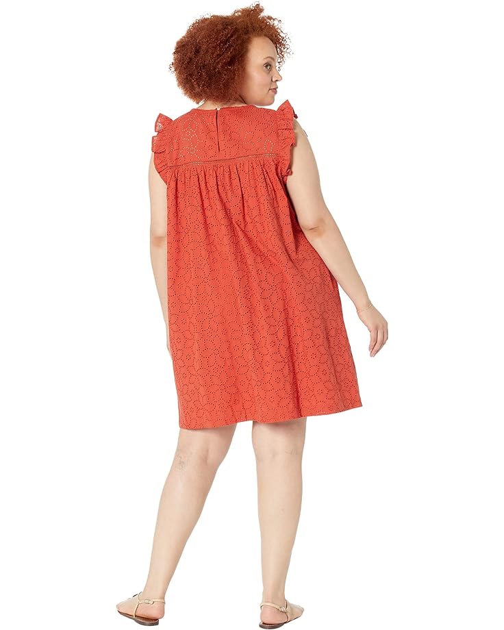 Платье Madewell Plus Eyelet Ruffle-Sleeve Mini Dress, цвет Fresh Chili