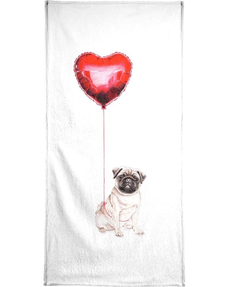 

Полотенце для ванной Juniqe Pug & Balloon, цвет Rot & Weiß