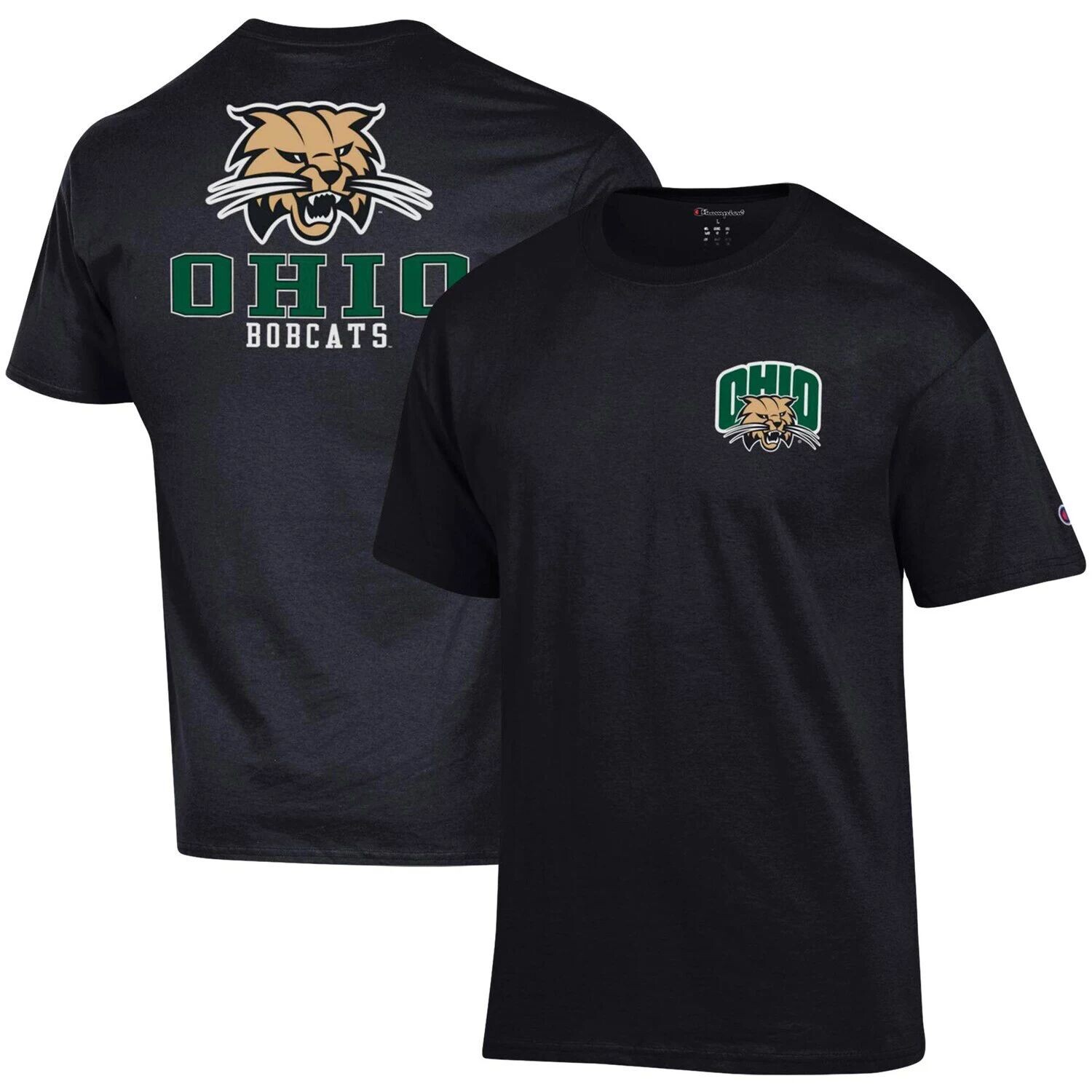 

Мужская черная футболка Champion Ohio Bobcats Stack 2-Hit, Черный