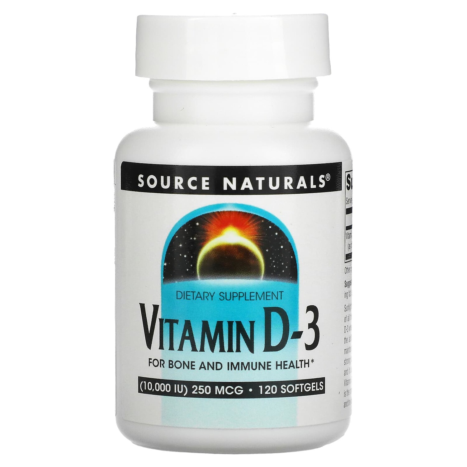 

Витамин D3, 10 000 МЕ, 120 капсул, Source Naturals