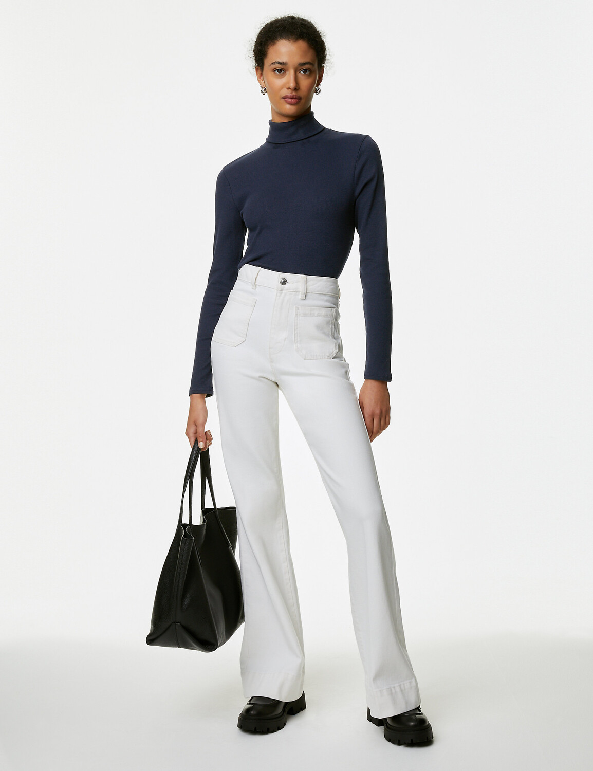 

Хлопковый топ в рубчик Marks & Spencer, темно-синий
