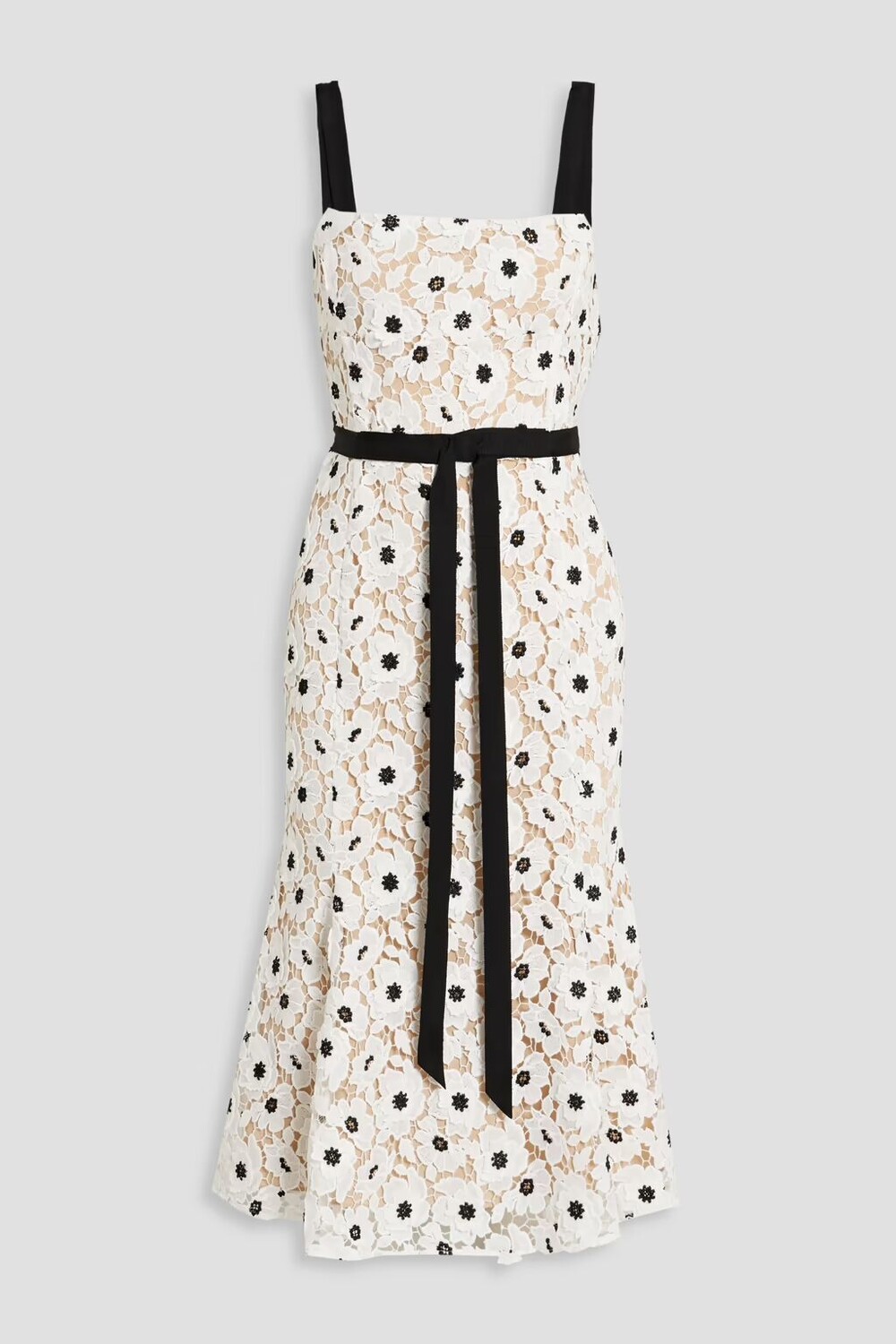 

Платье миди из гипюрового кружева с бантом Oscar De La Renta, черный