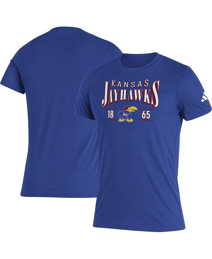 

Мужская футболка Royal Kansas Jayhawks Along The Shadow Tri-Blend adidas, синий