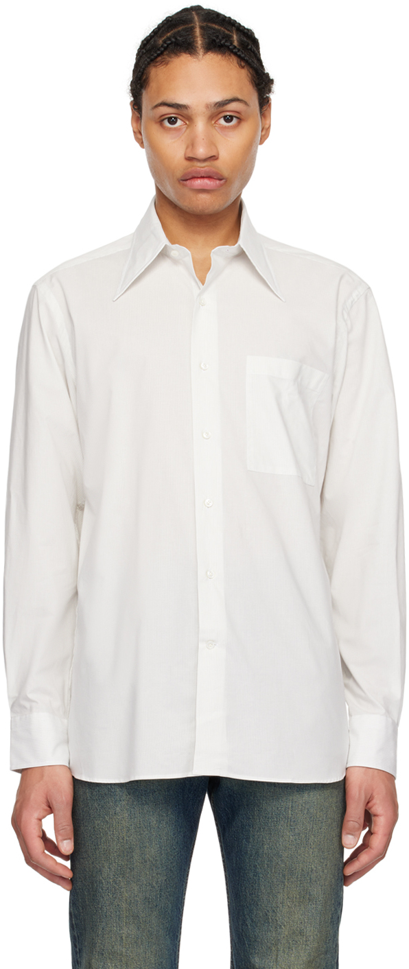 Бело-серая рубашка с широким воротником Husbands