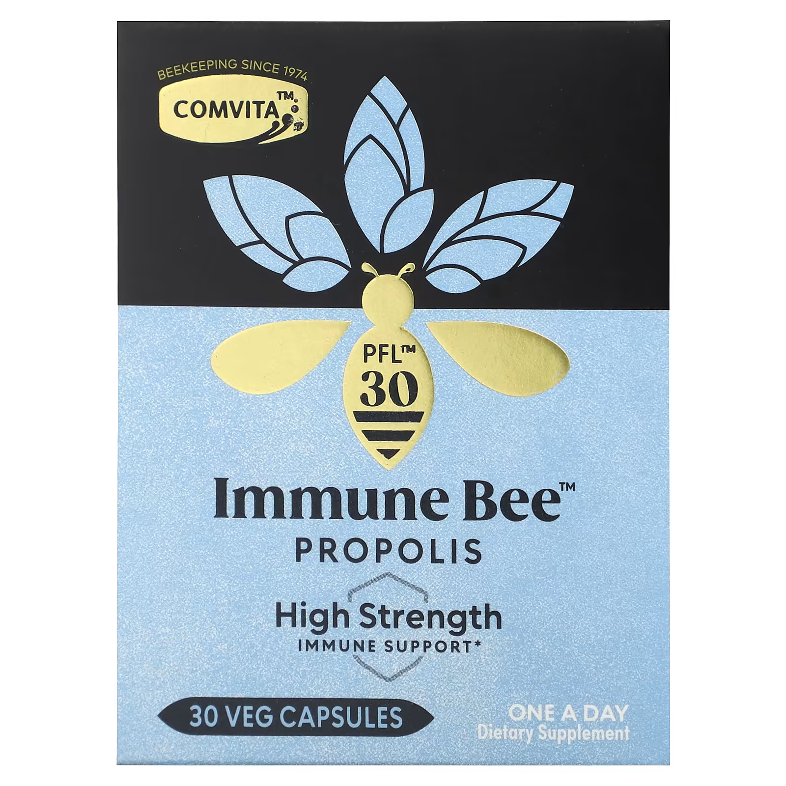 Пищевая добавка Comvita Immune Bee Propolis PFL30, 30 растительных капсул comvita immune bee propolis regular strength immune support pfl15 30 veg capsules