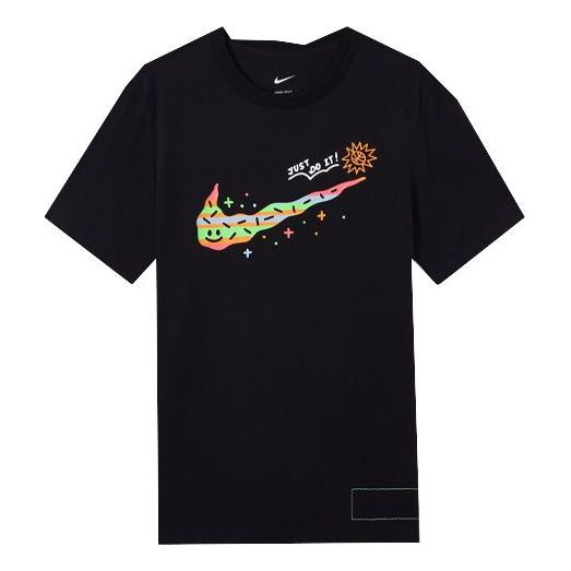 Футболка Men's Nike Printing Large Logo Casual Round Neck Short Sleeve Black T-Shirt, мультиколор