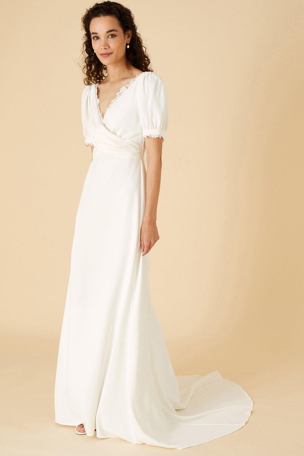 Свадебное платье из крепа с кружевным запахом 'Sabrina' Monsoon, обнаженная светильник aquaton sabrina 3r 1ax008svxx000 хром