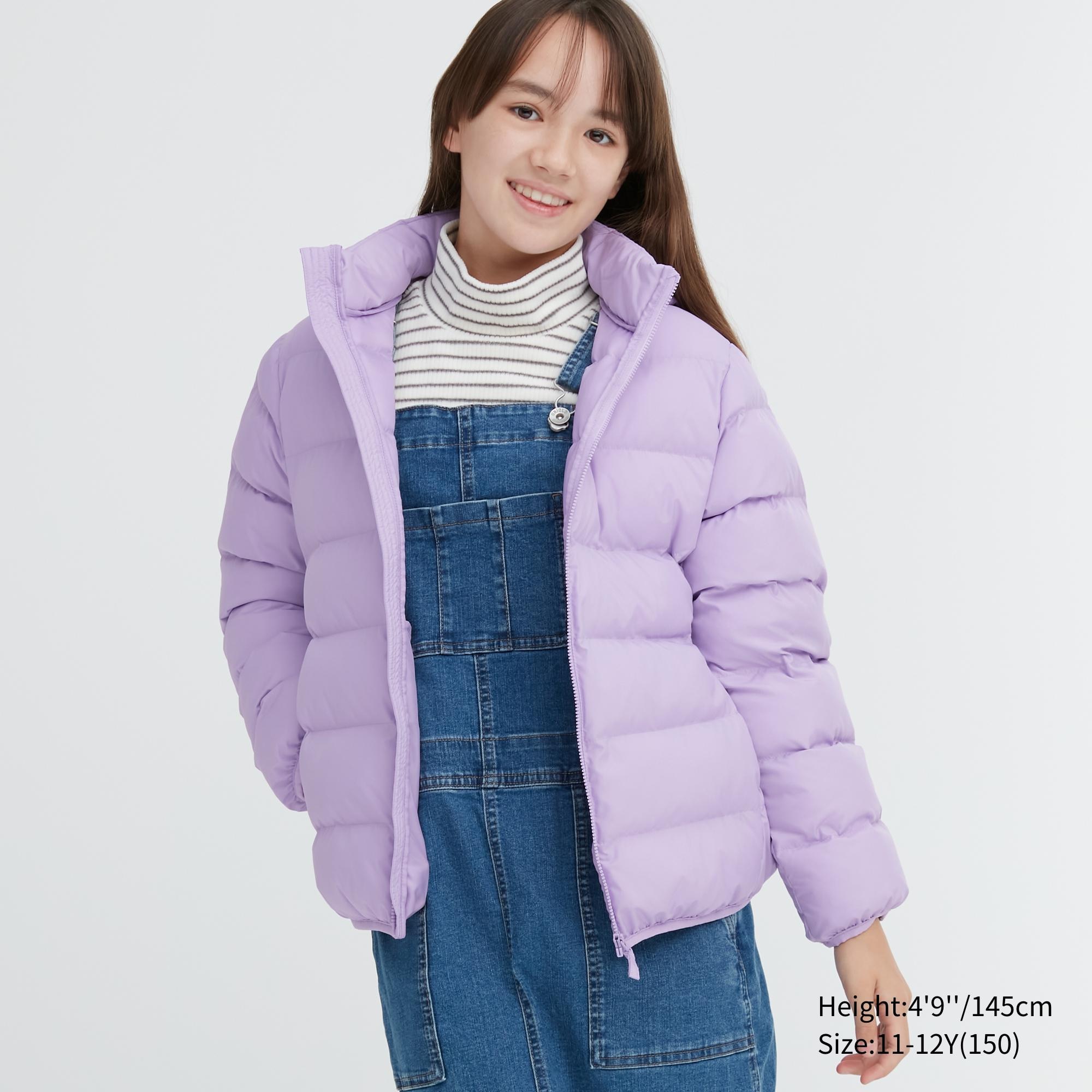 Куртка Uniqlo детская теплая стеганая с капюшоном, фиолетовый стеганая куртка с капюшоном zara kids пурпурно фиолетовый