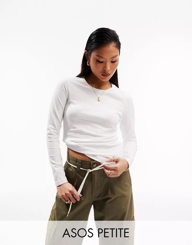 

Белая приталенная рубашка с длинными рукавами ASOS DESIGN Petite Ultimate, Коричневый