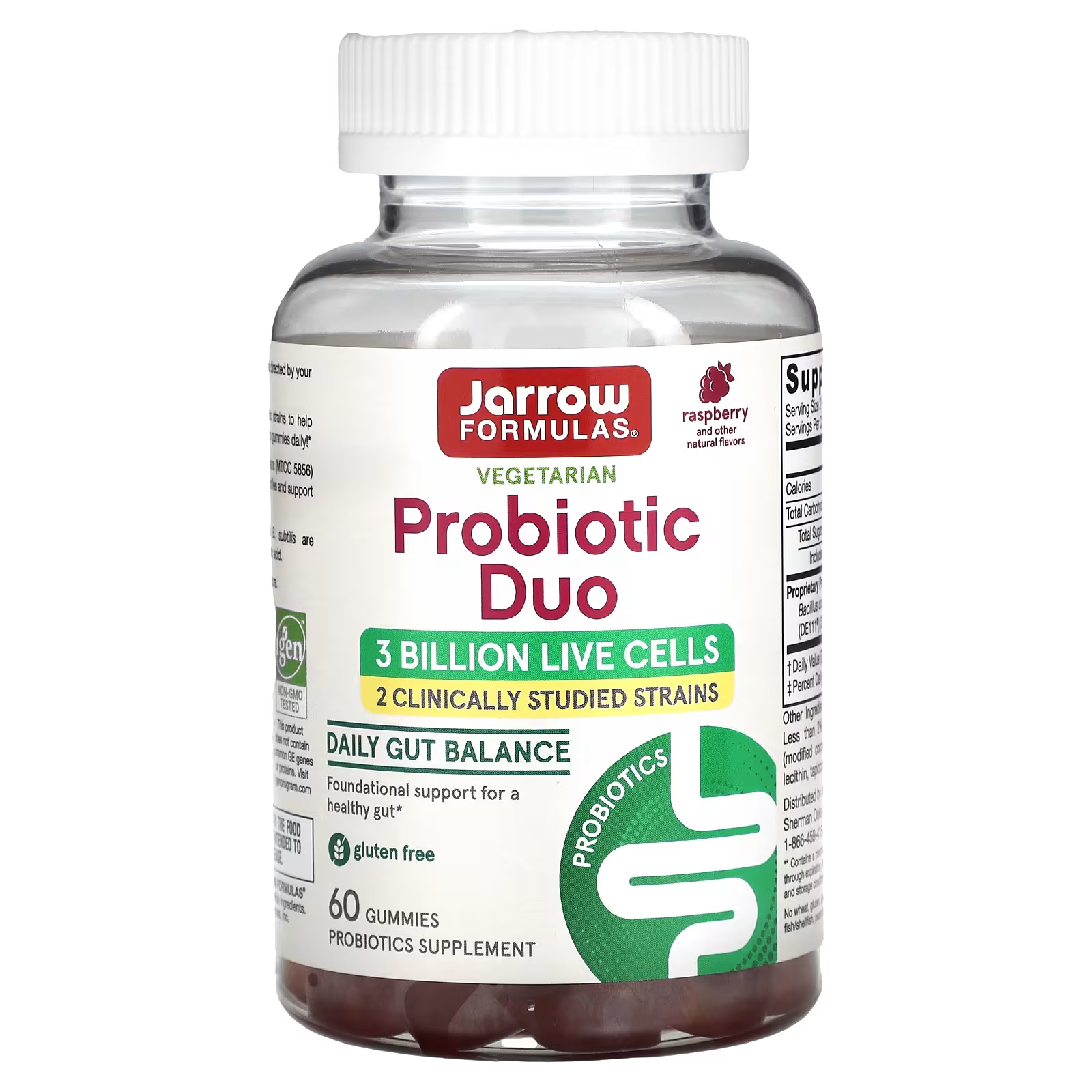 Пищевая добавка Jarrow Formulas Probiotic Duo со вкусом малины, 60 жевательных таблеток jarrow formulas probiotic immune апельсин 2 млрд 60 жевательных таблеток