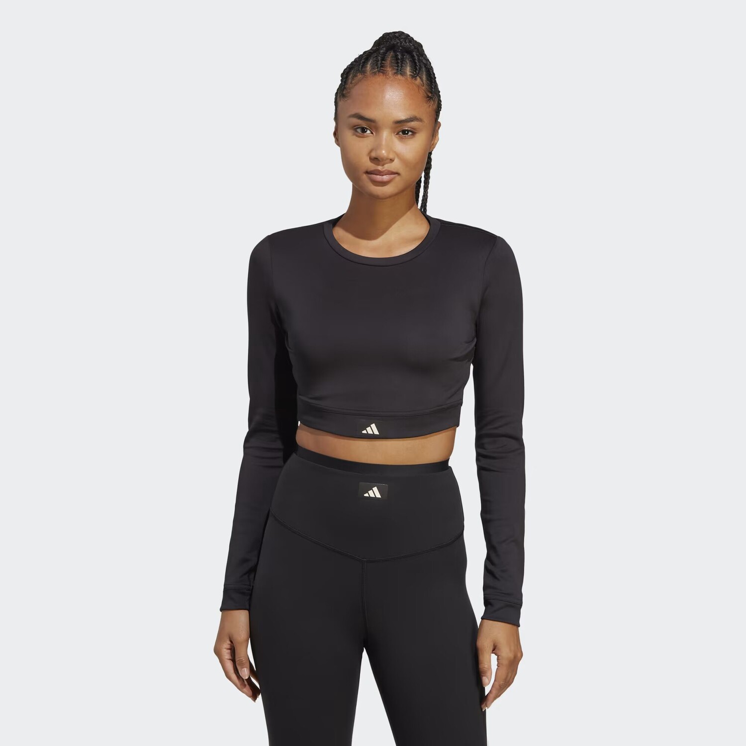 

Укороченная футболка Sports Club с длинными рукавами Adidas, цвет Black