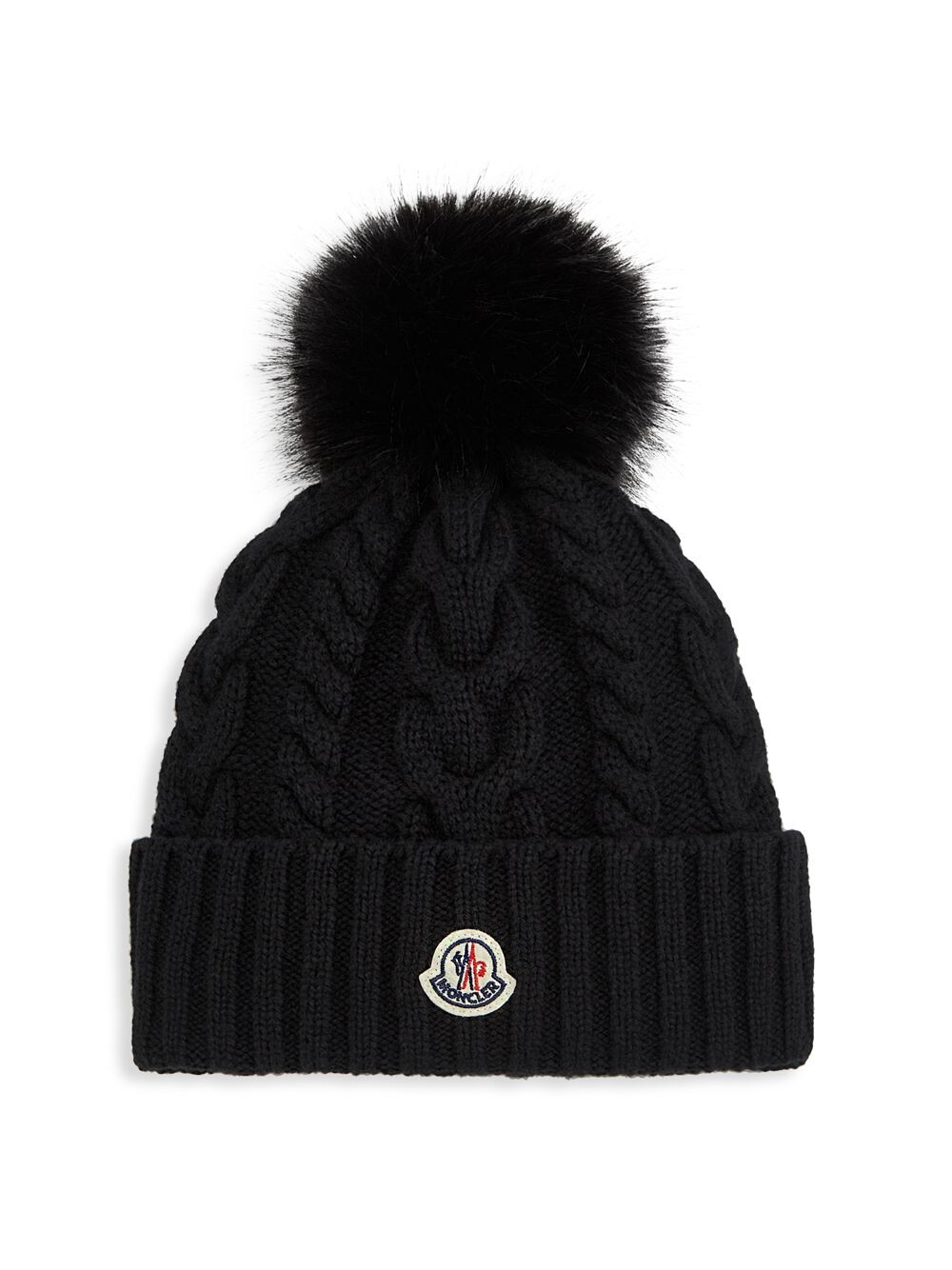 

Шапка-бини из искусственного меха с помпонами Moncler, черный