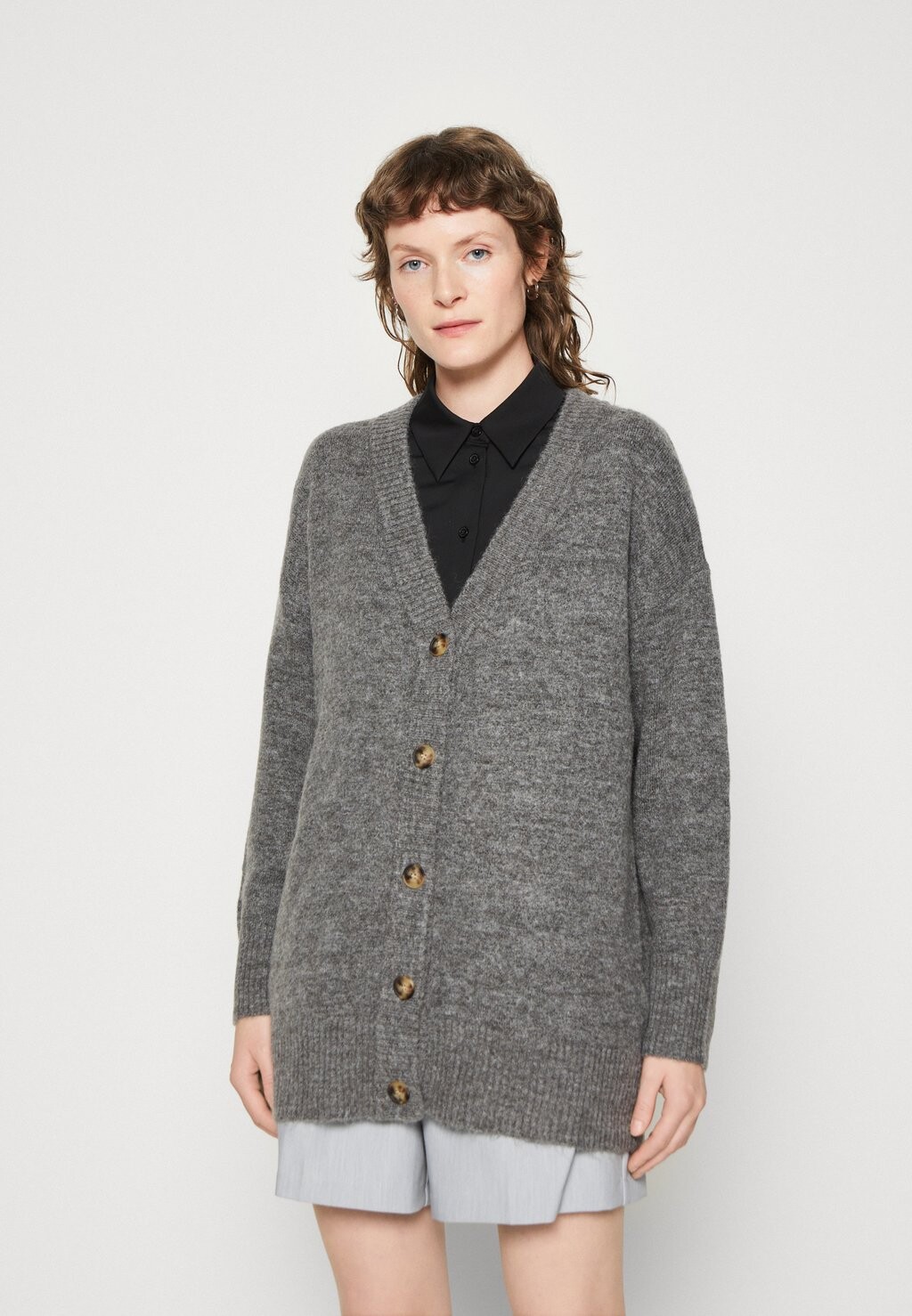 

Кардиган Selected Femme MALINE LS LONG NOOS, цвет medium grey melange