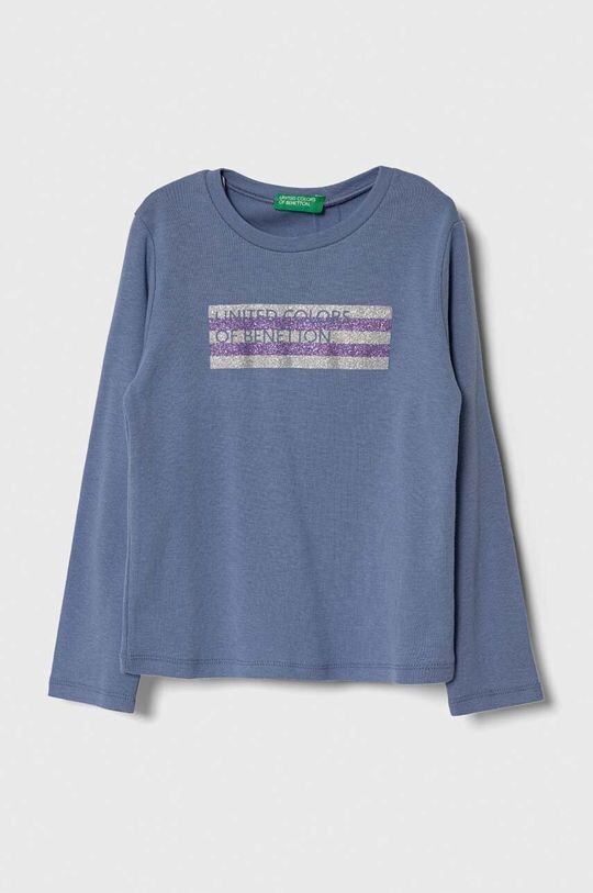 

Хлопковая рубашка с длинными рукавами для мальчиков и девочек United Colors of Benetton, синий
