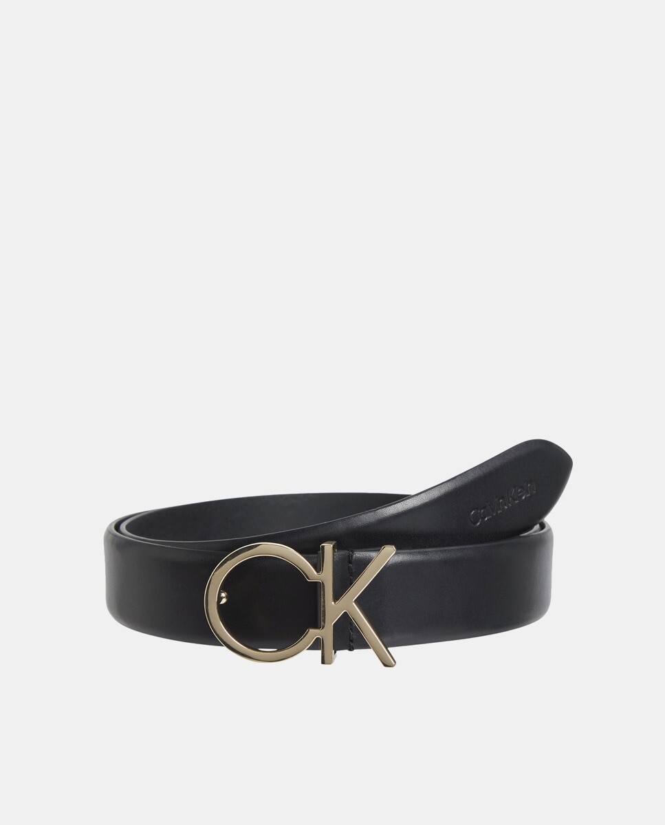 

Черный кожаный ремень с пряжкой CK Calvin Klein, черный