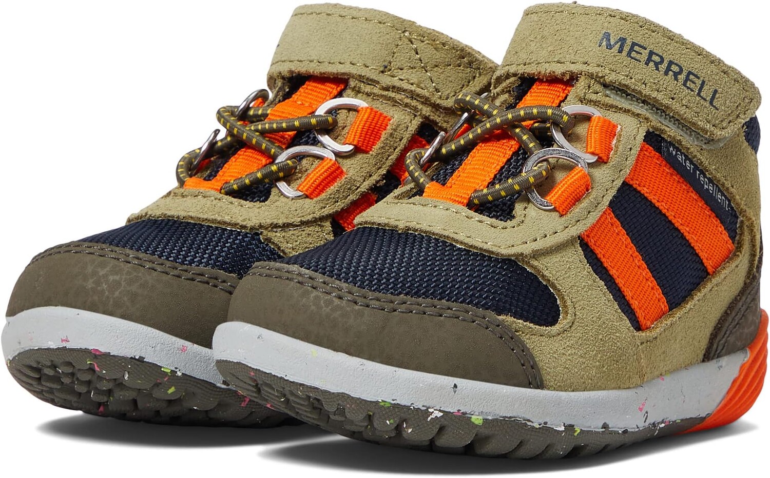 

Походная обувь Bare Steps Ridge Jr.(Toddler) Merrell, цвет Olive/Navy/Orange