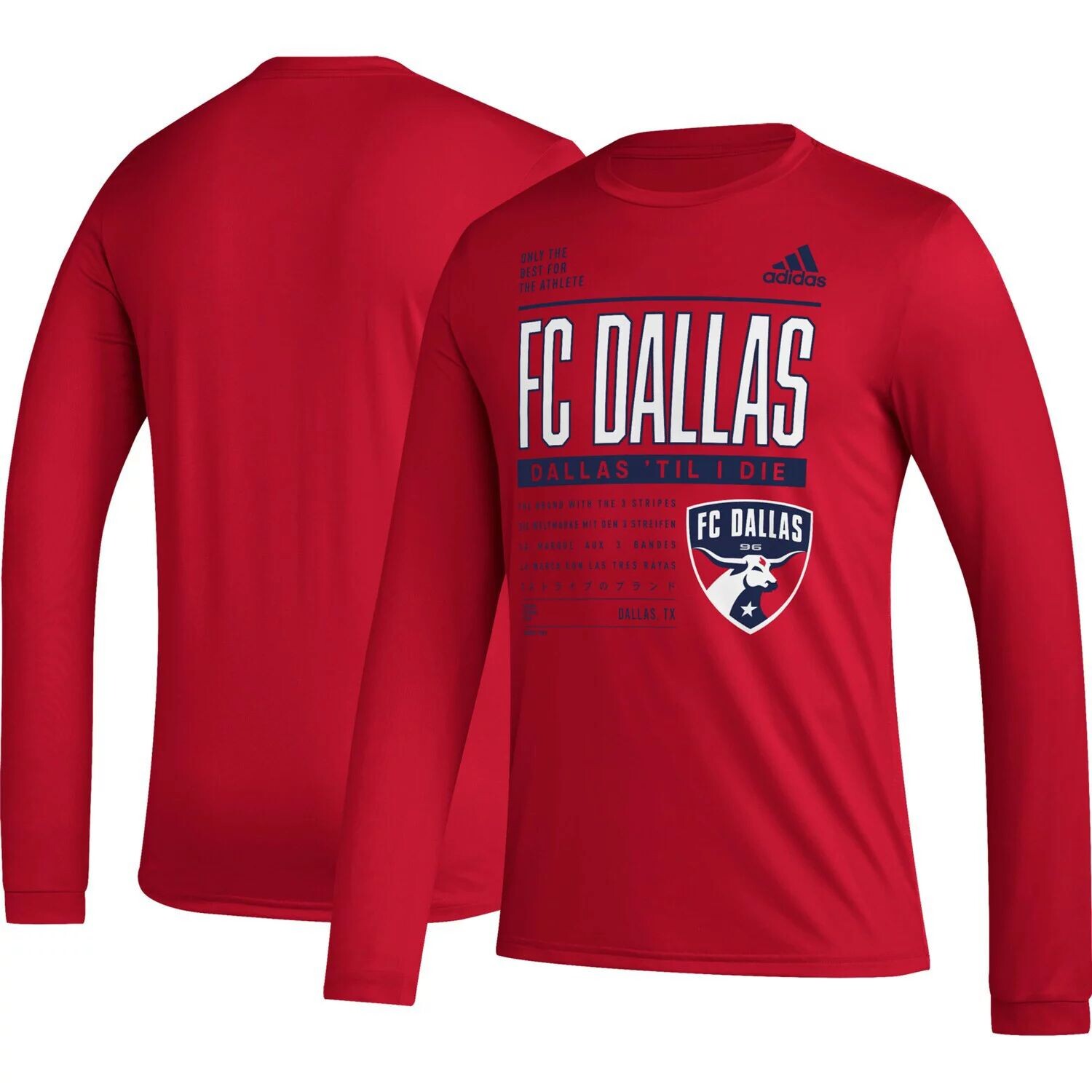 

Мужская красная футболка с длинным рукавом DNA FC Dallas Club adidas, Красный