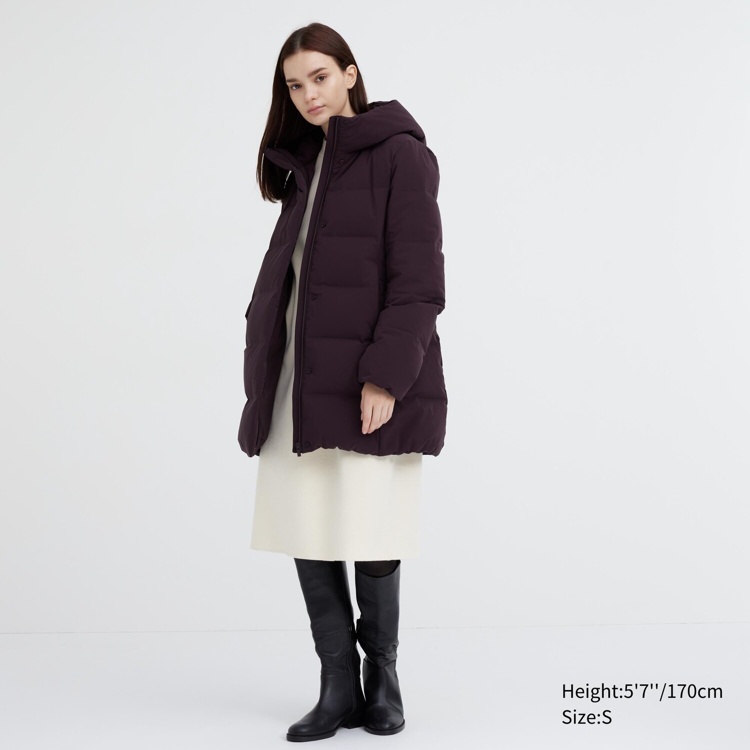 

Бесшовное пуховое короткое пальто Uniqlo, бордовый, Красный