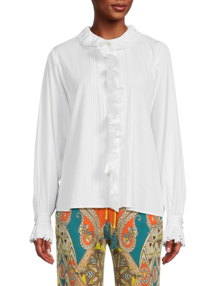 Шелковая блузка с рюшами и складками Etro, белый