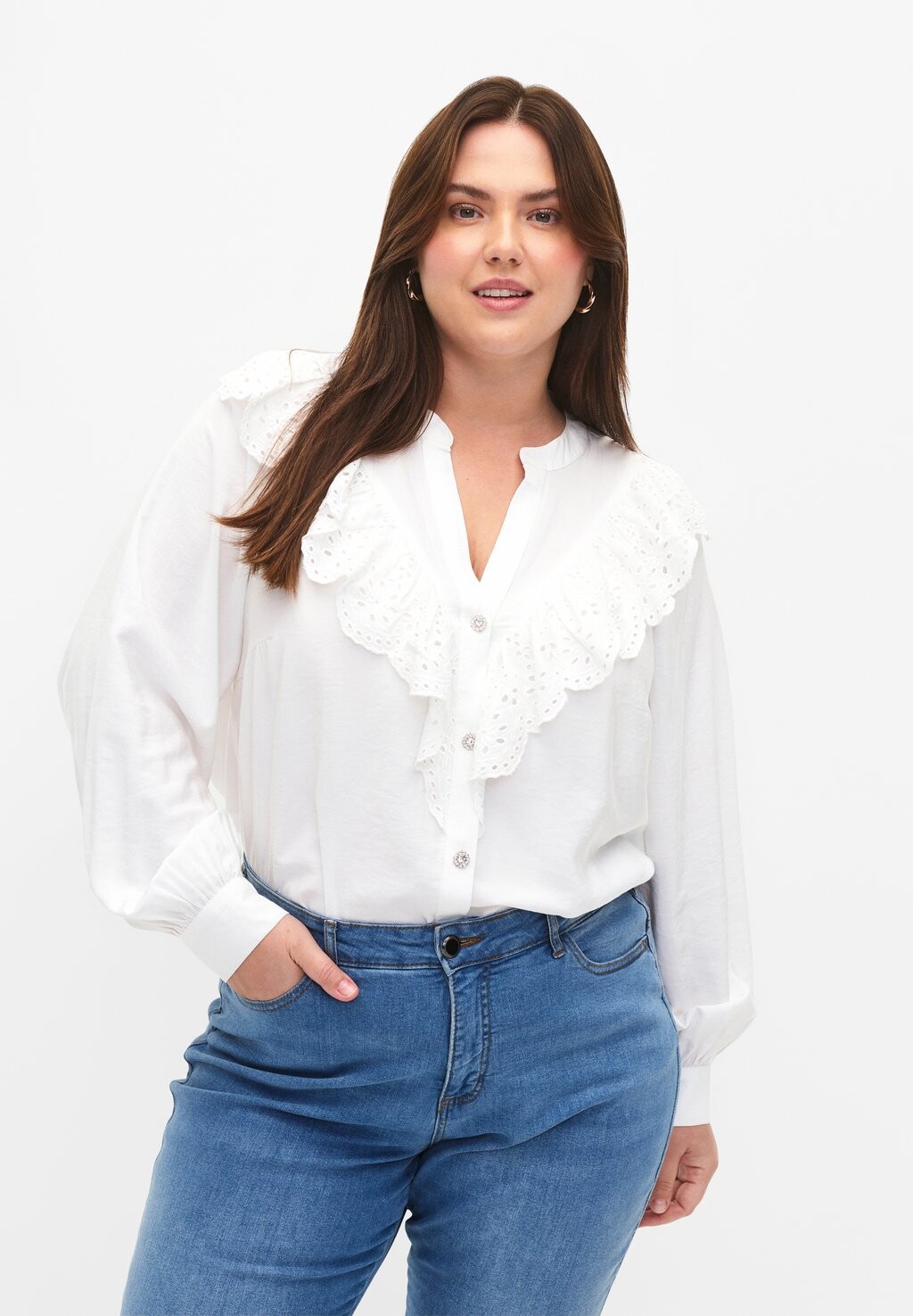 

Рубашка Zizzi С РЮШАМИ, цвет bright white
